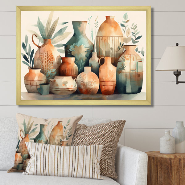 Red Barrel Studio® Rosslyn " Orange And Green Soulful Ceramic Vase I